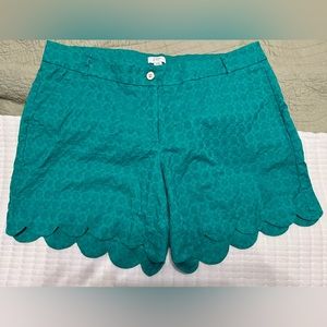 Emerald Green Scalloped Shorts